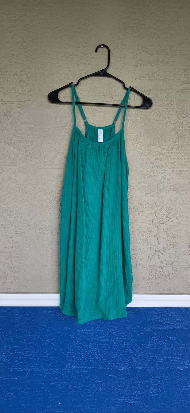 Stars Above Sleep Dress Size L Green Cotton Gauze